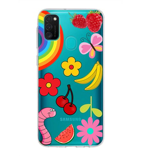 PrintiFy Samsung Galaxy M21 ile Uyumlu 1mm Slim Fit Water Color 5 Baskılı Şeffaf  Kılıf