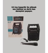 Taşınabilir 6.5” Bluetooth Hoparlör USB TF Kart Mikrofonlu Şarjlı Sistem