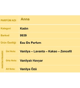 Nurxos Anna Kadın Parfüm EDP 30 ML – Oryantal Vanilya Kalıcı Koku - 9939