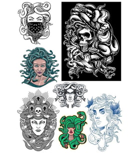 Medusa Sticker Set-1 7 Parça Telefon, Tablet, Defter, Laptop Sticker