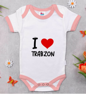 BK Kids I Love Trabzon Tasarımlı Pembe Bebek Body Zıbın - Model 1