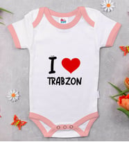 BK Kids I Love Trabzon Tasarımlı Pembe Bebek Body Zıbın - Model 1