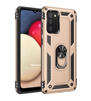 Microsonic Samsung Galaxy A02s Kılıf Military Ring Holder Gold