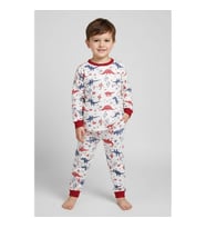 Erkek Çocuk Dinazor Desenli%100 Pamuklu Pijama Takımı  1/8 Yaş (Kırmızı)