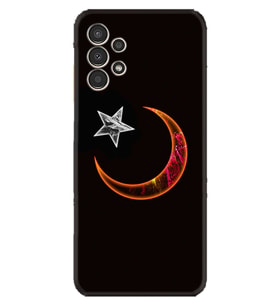 Samsung Galaxy M14 Kılıf Resimli Desenli Silikon Platinium Series Ay Yıldız 1884
