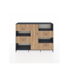 Hyperion Dolap 10 Raflı 9 Kapaklı 220x44x163 Antrasit-Çam/Antrasit