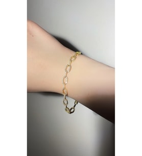 18 Ayar Altın Kaplama Swarovski Taşlı Zincir Bileklik