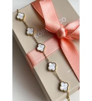 Çelik Gold Beyaz One Cleef Bileklik (21 Cm) (Krem)