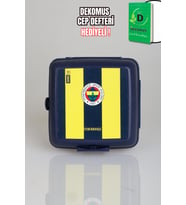 "DEKOMUS CEP DEFTERİ HEDİYELİ" LİSANSLI FENERBAHÇE EFSANE ÇUBUKLU 2 KATLI BESLENME KUTUSU / LUNCH BOX (Krem)