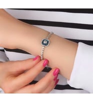 Kare Cam Göz 925 Ayar Gümüş Bileklik