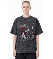Tasarım Berserk Guts Anime Baskılı Unisex Oversize Eskitme Yıkamalı Tişört