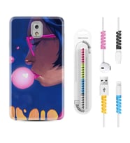 Samsung Note 3 4 5 8 9 20 Ultra 10 Lite Kılıf Kablo Koruma Spiral Silikon Sakız ve Kız 1767