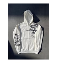 Uzun Kol Kapşonlu Baskılı SweatShirt - Beyaz