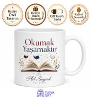 Okumak Yaşamak Yazılı Baskılı Kupa Bardak Kitap Severlere Hediye