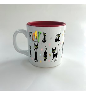 Cat Love Baskılı Kırmızı Multi Kupa