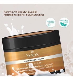 Keratin & Hyalüronik Asit İçeren Saç Maskesi, Hasarlı Aşırı Yıpranmış Saçları 360° Yoğun Onarıcı ve Besleyici Saç Bakım Maskesi 250ml