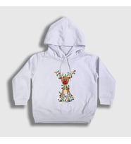 Presmono Unisex Çocuk Beyaz Adorable Reindeer Geyik Yılbaşı Kapüşonlu Sweatshirt 364488tt (Beyaz)