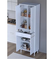 Eliusta Luma Kapaklı & Çekmeceli Banyo Dolabı 65 cm Genişlikte Beyaz Dolap 65x173x32,5 cm Depolama Dolabı