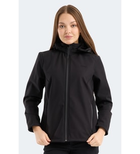 Slazenger HEAT CONTROL Kadın Çıkarılabilir Kapüşonlu Siyah Mont & Kaban