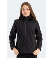 Slazenger HEAT CONTROL Kadın Çıkarılabilir Kapüşonlu Siyah Mont & Kaban