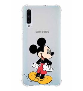 Samsung Galaxy A30s Köşe Korumalı Antişok Kapak Mickey Mouse Tasarımlı Şeffaf Kılıf