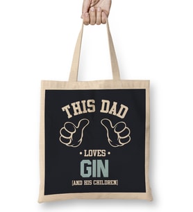 Fathers Day This Dad Loves Gin And His Children Bez Çanta Uzun Saplı