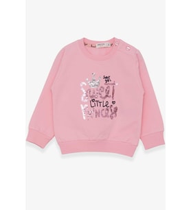 Breeze Kız Çocuk Sweatshirt Nakışlı Pullu 1-4 Yaş, Pudra