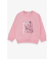 Breeze Kız Çocuk Sweatshirt Nakışlı Pullu 1-4 Yaş, Pudra