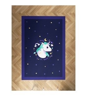 MEKTA HOME BEBEK VE ÇOCUK ODASI Lacivert Unicorn Desenli Halı
