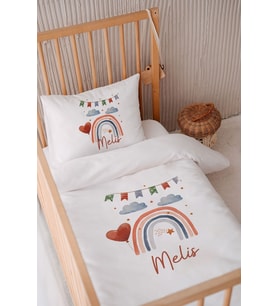 %100 Pamuk Saten Isme Özel 100x150 Bebek Yatak Nevresim Seti