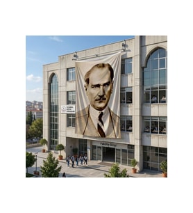 Sivil Mustafa Kemal Atatürk Poster Bayrak Raşel Kumaş 6x9 metre ATA34