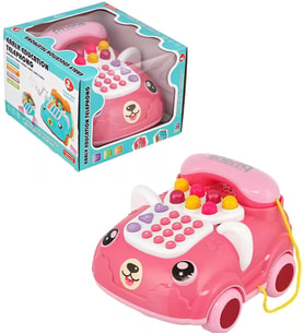 Sesli ve Işıklı Oyuncak Arabalı Telefon - İlk Telefonum, Eğitici Oyuncak Telefon (Pembe)