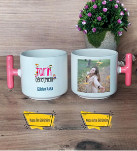 Tarih Öğretmeni Kupa Bardak Fotoğraflı T Pembe Kulplu Öğretmenler Günü Hediyesi