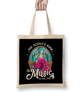 Cute The Ocean's Roar Is Music To The Soul Mermaid Bez Çanta Uzun Saplı