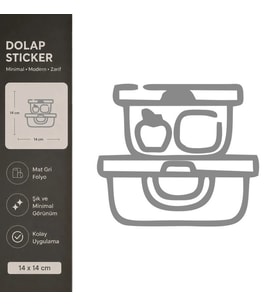 Saklama Kapları Mat Gri Dekoratif Folyo Sticker 14x14 cm
