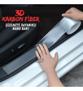 Araç İçi 3D Şeffaf Karbon Kapı Eşik Bandı Arka Tampon Eşiği Koruma Folyosu Yapışkanlı İthal 5 Metre