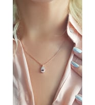 Vaoov 925 Ayar Gümüş Göz Damla Kolye  (Gold)