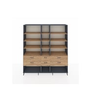 Hyperion Gardrop 12 Raflı 6 Çekmeceli  220x44x243 Antrasit-Çam/Çam