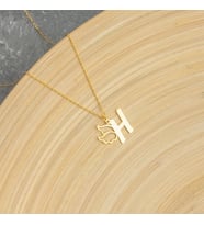Kişiye Özel 925 Ayar Gümüş Mini Melek Kanatlı Harf Kolye (Gold)