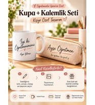 Öğretmenler Günü Hediyesi Kişiye Özel Kupa ve Kalemlik Seti – İsimli Öğretmen Hediye Seti