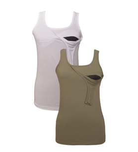 LuvmaBelly MYRA1503_1506 Emzirme atlet seti (Beyaz - Haki)