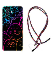 Huawei Nova Y70 Y90 Nova 9 SE  Kılıf Boyun Asklı Rasta Silikon Neon Cats 1790