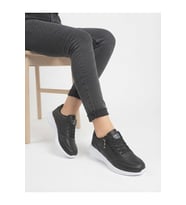 Kadın Fermuarlı Ve Bağcıklı Sararmaz Taban Sneaker Ayakkabı-SİYAH BEYAZ