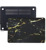 MacBook Pro 13 İnç Kılıf A1425 A1502 Uyumlu Sert Kapak Hard Case Koruyucu Retina 13 Laptop Kılıfı Siyah Mermer Desenli İnce Hafif Tam Koruma Siyah