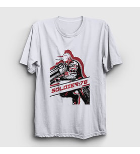 Presmono Unisex Beyaz Soldier 76 Oyun Overwatch T-Shirt 362520tt