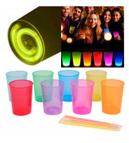 Karanlıkta Yanan Gece Işığı Mega Glow Bardaklar 8 Adet 8.5 x 10.5 cm