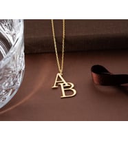 Kişiye Özel 925 Ayar Gümüş Şık Çift Harf Kolye (Gold)
