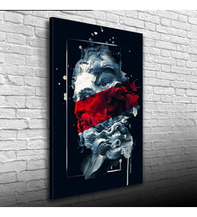 Soyut Siyah, Kırmızı ve Gri Tonlarda Heykel Figürü Kanvas Tablo 50 x 70