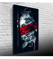 Soyut Siyah, Kırmızı ve Gri Tonlarda Heykel Figürü Kanvas Tablo 50 x 70