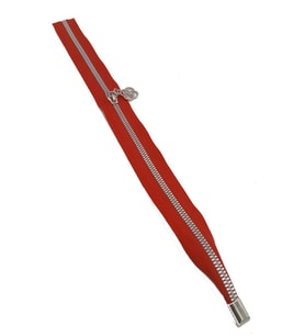 Angel Çanta Aksesuar Tek Stoplu 45 Cm Fermuar Gümüş Metal Kırmızı Renk